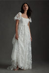 Short Puff Sleeve Wedding Dresses 3D Flowers Lace Romantic Boho Noivas DW668