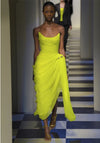Fashion Lemon Yellow Chiffon Pleated Prom Dresses