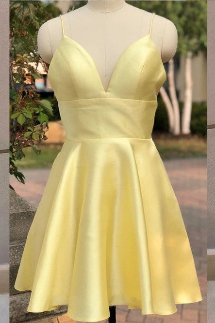 Short Homecoming Dress Yellow Party Dress with Pockets Short Homecoming Dress Yellow Party Dress with Pockets