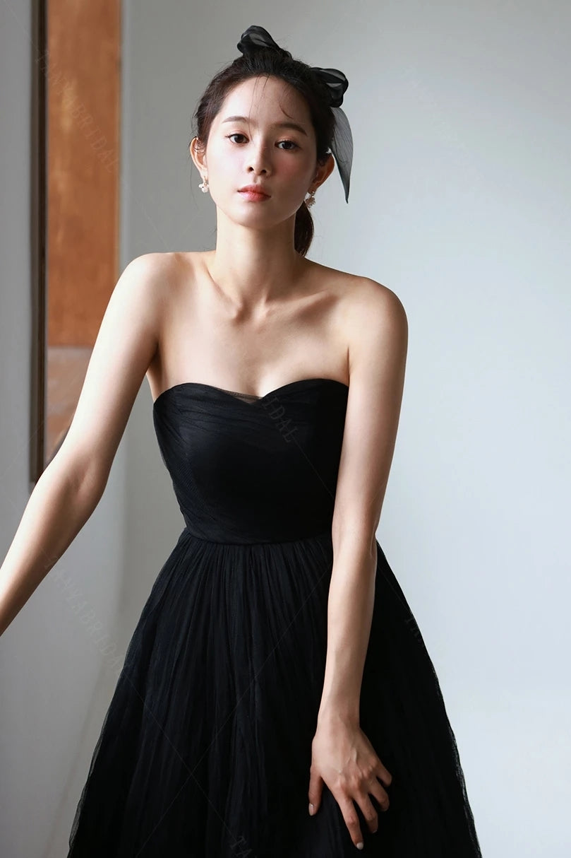 Sweetheart Black Tulle Wedding Dresses Lace Up Back DW703 TANYA BRIDAL Sweetheart Black Tulle Wedding Dresses Lace Up Back DW703 TANYA BRIDAL
