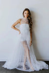 Sheer Ruffle Wedding Cape With Pearls Loose Outfit DJ152