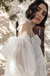 Double Layer Gathered Tulle Sleeves With Bow