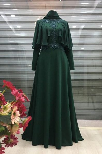 Muslim Evening Dresses Lace Appliques Elegant Formal Lady Evening Prom Gown