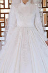 Floral Lace High Neck Muslim Bride Dresses Robe De Mariage