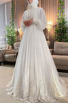 Elegant Lace Muslim Wedding Dresses Dubai Arabic