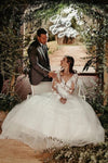 Lace Wedding Dresses V Neck Long Sleeves Backless