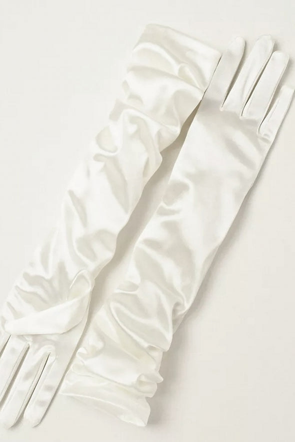Simple Long Wedding Gloves Silk Satin