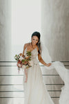 A Line Deep V Lace Appliques Wedding Dresses Chic