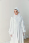Muslim Wedding Dresses Arabic Long Sleeves With Feathers