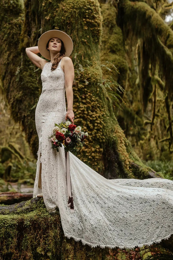 Front Split Bohemian Backless Lace Mermaid Wedding Dresses ZW663 TANYA BRIDAL Front Split Bohemian Backless Lace Mermaid Wedding Dresses ZW663 TANYA BRIDAL