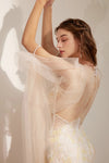 Translucency Champagne Tulle Long Detachable Sleeves With Pearls DG194