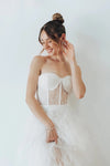 Super Edgy Wedding Dresses With Touch Sexy Glam. Sheer Lace BodiceTiered Tulle Skirt Bridal Gown ZW790