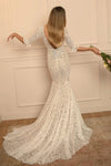Half Sleeve Lace Mermaid Wedding Dresses V-Neck ZW946
