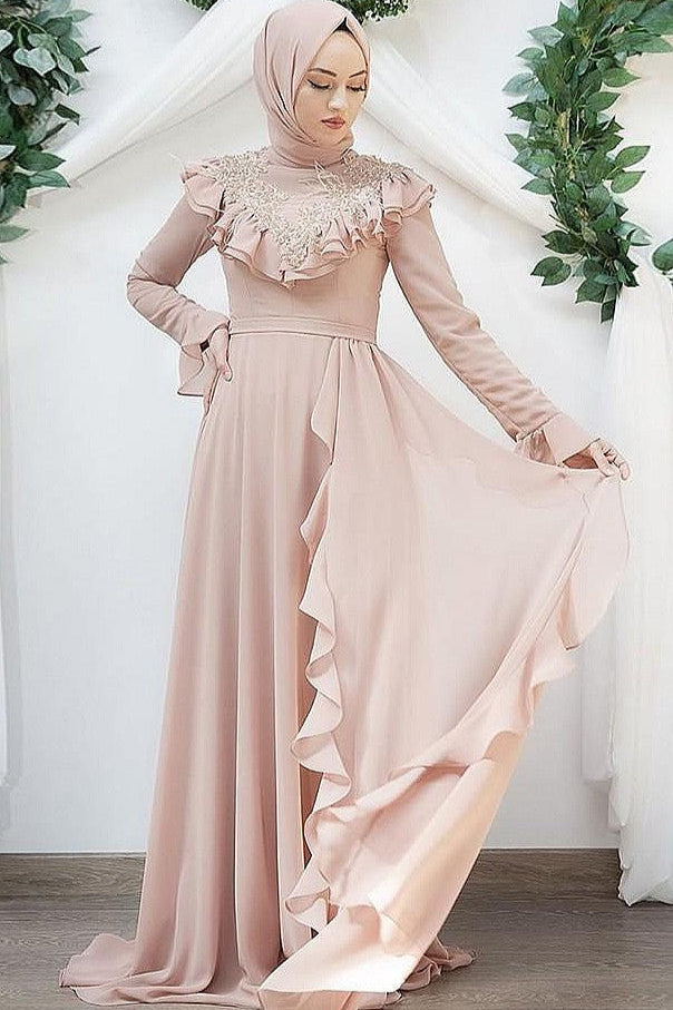 Dusty Pink Muslim Wedding Dresses A Line Chifffon Abiti da sposa gelin TANYA BRIDAL Dusty Pink Muslim Wedding Dresses A Line Chifffon Abiti da sposa gelin TANYA BRIDAL