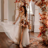Long Sleeve Sparkly Wedding Dresses A Line Luxury Beaded Bohemian V-Neck Vestido De Noivas ZW375