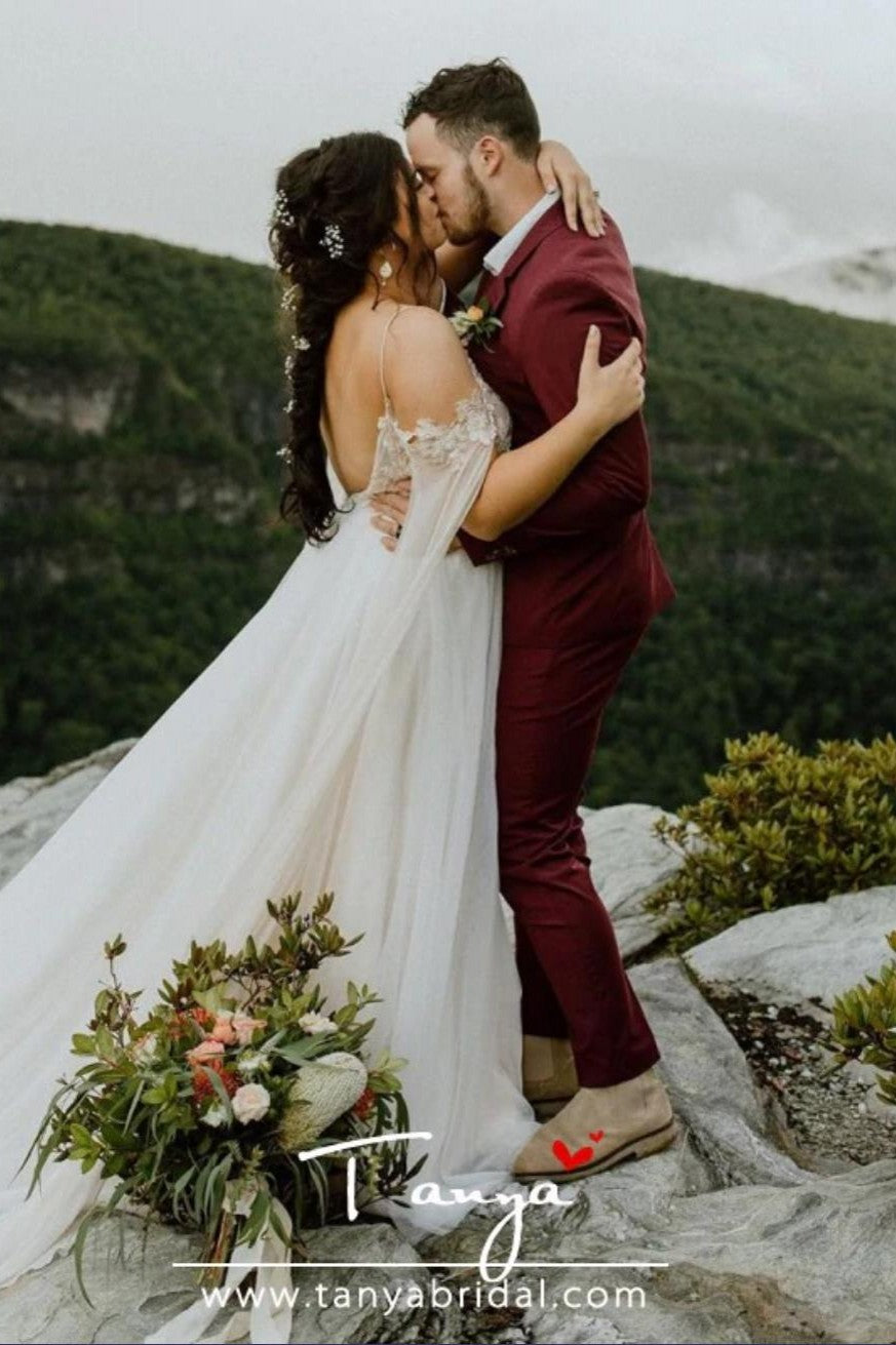 A Line Bohemian Chiffon Long Wedding Dresses TBW52 TANYA BRIDAL A Line Bohemian Chiffon Long Wedding Dresses TBW52 TANYA BRIDAL