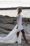 Backless Lace Bohemian Long Sleeves Split Wedding Dresses