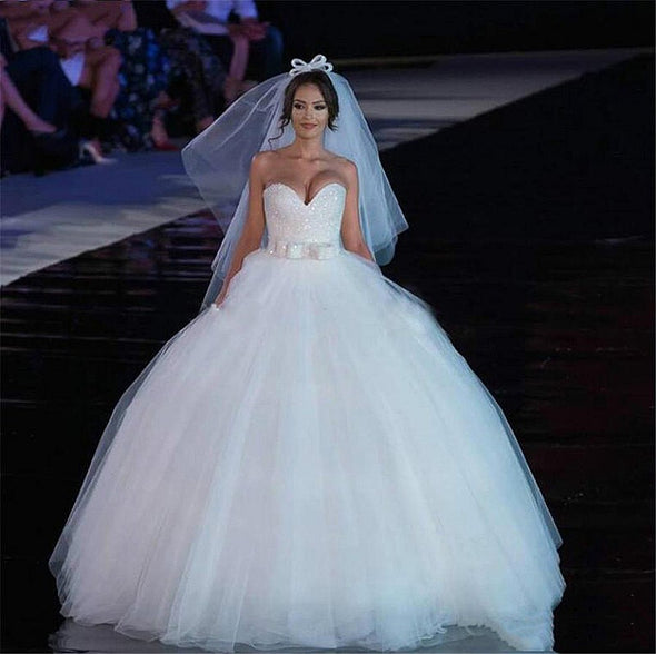 Princess Wedding Dresses 2020 Beaded Strapless Ball Gown Bride Dress vestidos de novia For Women