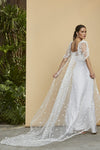 Breathtaking Embroidered Dots Ruffles Bridal Outfit Charming Wedding Cape DJ155