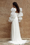 Luxury Wedding Dresses Pearl Beaded Soft Tulle Voluminous Sleeves
