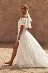 Lace Wedding Dress Boho Dreamy Two Pieces A Line Bridal Dress LTDZ290