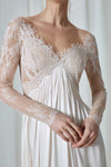 Silk Satin Column Wedding Dresses With V Shaped Lace Bustier ZW911