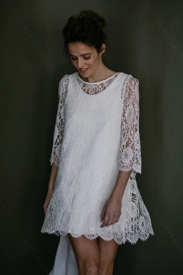 Short Loose Style Wedding Dresses Simple Gowns With Lace Outfits ZW810