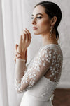 Long Sleeve A Line Wedding Dresses Leaf Lace Boho Bridal Gowns ZW729