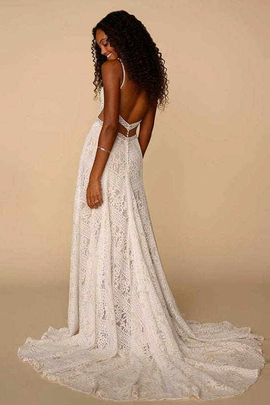Vintage-inspired Lace Wedding Dress Unique Boho Vestido De Noivas DW270