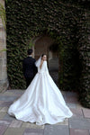 Long Sleeves Satin Wedding Gown