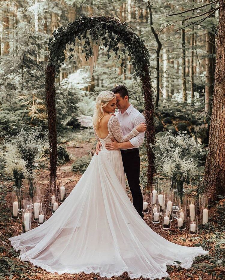 Bohemian Long Lace Sleeves Backless Chiffon Wedding Dresses TB1454 TANYA BRIDAL Bohemian Long Lace Sleeves Backless Chiffon Wedding Dresses TB1454 TANYA BRIDAL