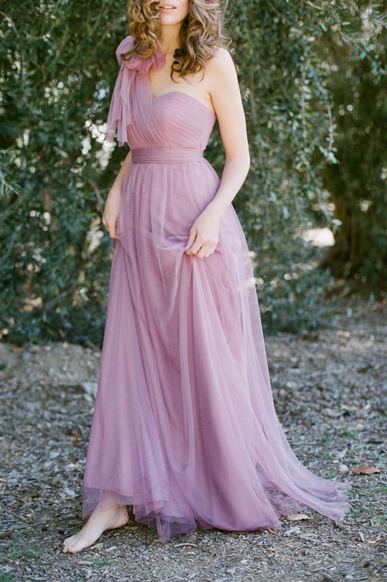 One Shoulder Pink Tulle Bridesmaid Dresses – TANYA BRIDAL One Shoulder Pink Tulle Bridesmaid Dresses – TANYA BRIDAL