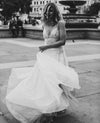 A Line V Neck Illusion Strap Wedding Dresses TB1449