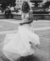 A Line V Neck Illusion Strap Wedding Dresses TB1449
