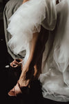V Neckline Country Style Wedding Gown Backless