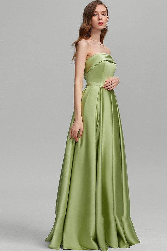 Sage Green Long A Line Evening Dress Prom Gown With Slit TANYA BRIDAL Sage Green Long A Line Evening Dress Prom Gown With Slit TANYA BRIDAL