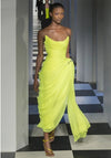 Fashion Lemon Yellow Chiffon Pleated Prom Dresses