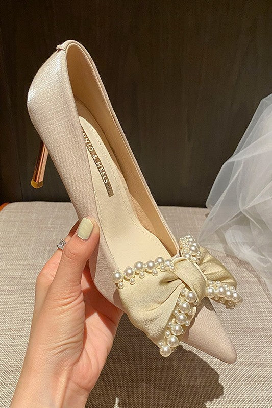 Wedding Shoes Bride High Heel Pearl Shoes