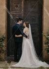 V-Neck Tulle Wedding Dresses Beads Lace A Line Bridal Gowns Boho Noivas DW433