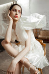 Puff Sleeve Short Wedding Dresses Sparkly Shine Fashion Dancing Noivas ZW695