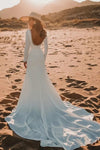 Vintage Crepe Long Sleeve Wedding Dress