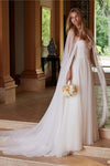 Dot Tulle Long Wedding Capes 2m Length Bridal Sjawl DJ149