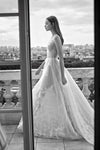Unique Lace Boho Wedding Dresses Deep V-Neck Backless Bridal Gowns ZW944