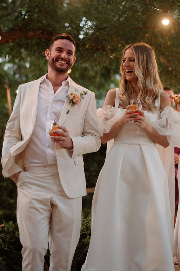 Simple Satin Long A Line Wedding Dresses With Organza Sashes