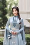 Light Blue Muslim Wedding Dresses Luxury Beads Noivas ZW802
