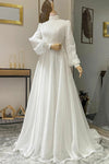 Robe De Mariée Ivory Long Sleeves Muslim Wedding Gowns