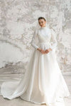 O Neck Full Sleeves Beads Muslim Wedding Dress Arabic Gown