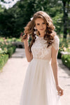 V Back Lace Tulle Boho Bridal Gowns Vestido De Noivas ZW853