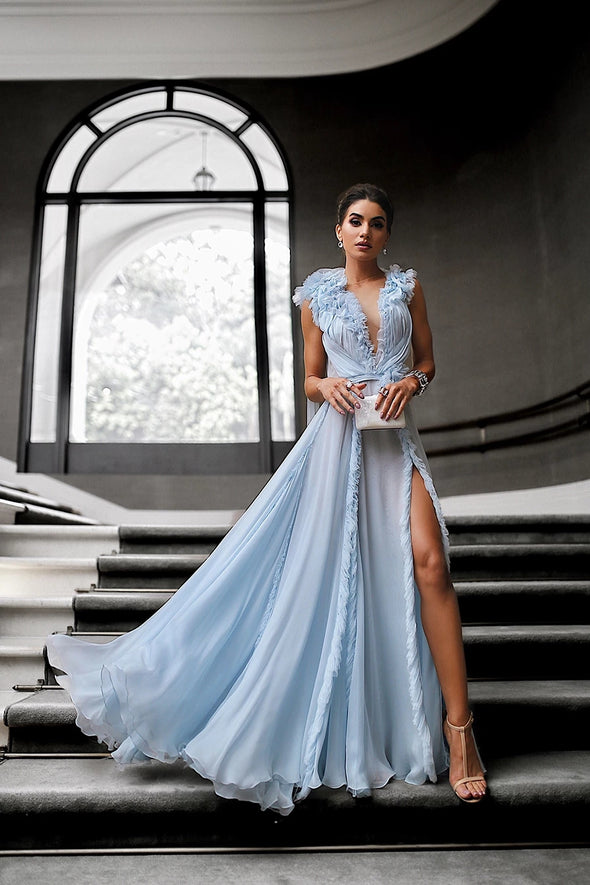Sky Blue Evening Dresses Long 2020 Formal Party Gowns