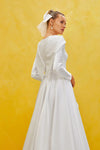 Simple Satin Long Sleeve Wedding Dresses Muslim Bridal Gowns ZW932